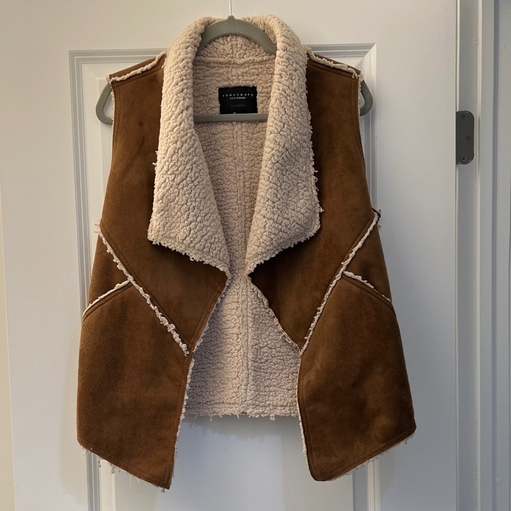 Sanctuary Charlie Shearling Vest: Faux Seude&Shearling Women's Size Small